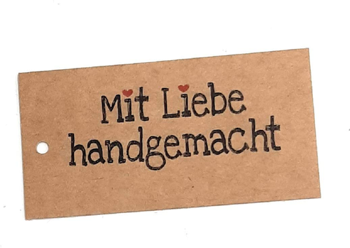 Etiquetas de cartón kraft, Mit liebe handgemacht (texto en alemán)
